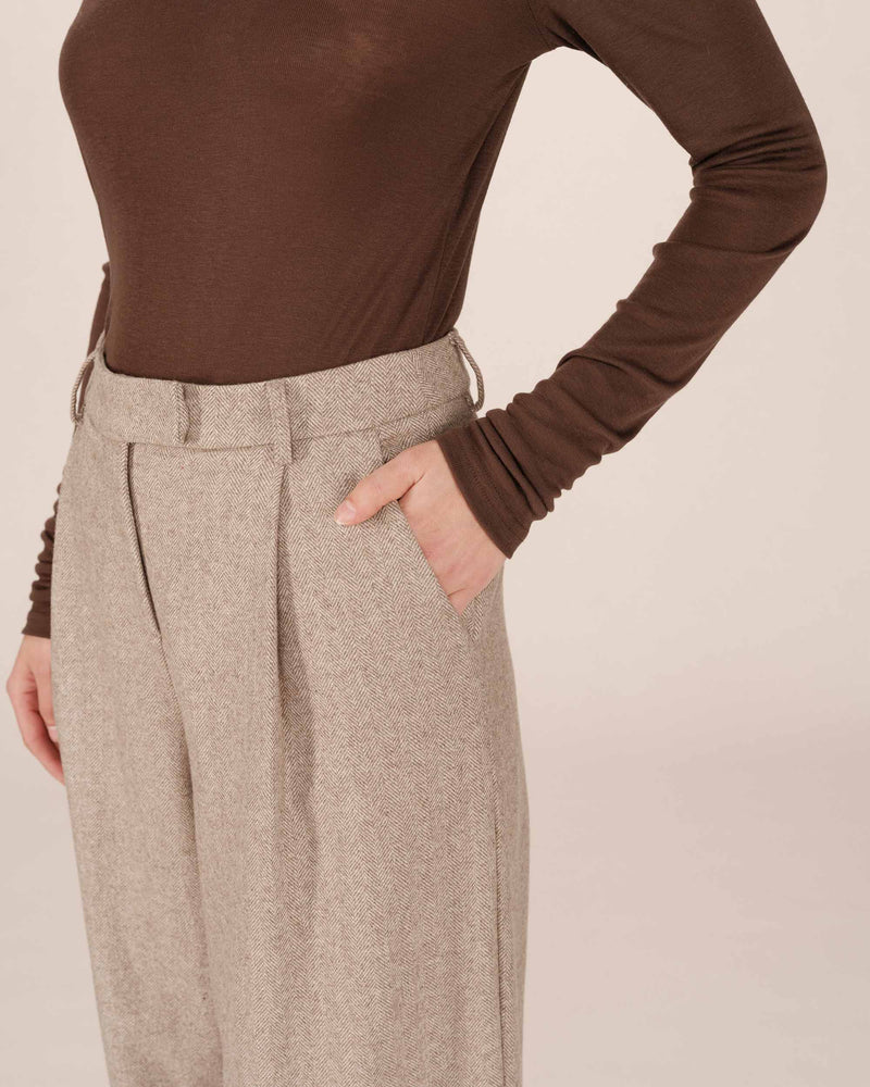 Times Wool Blend Trousers - Greige