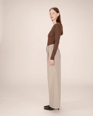 Times Wool Blend Trousers - Greige