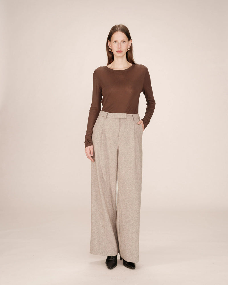 Times Wool Blend Trousers - Greige