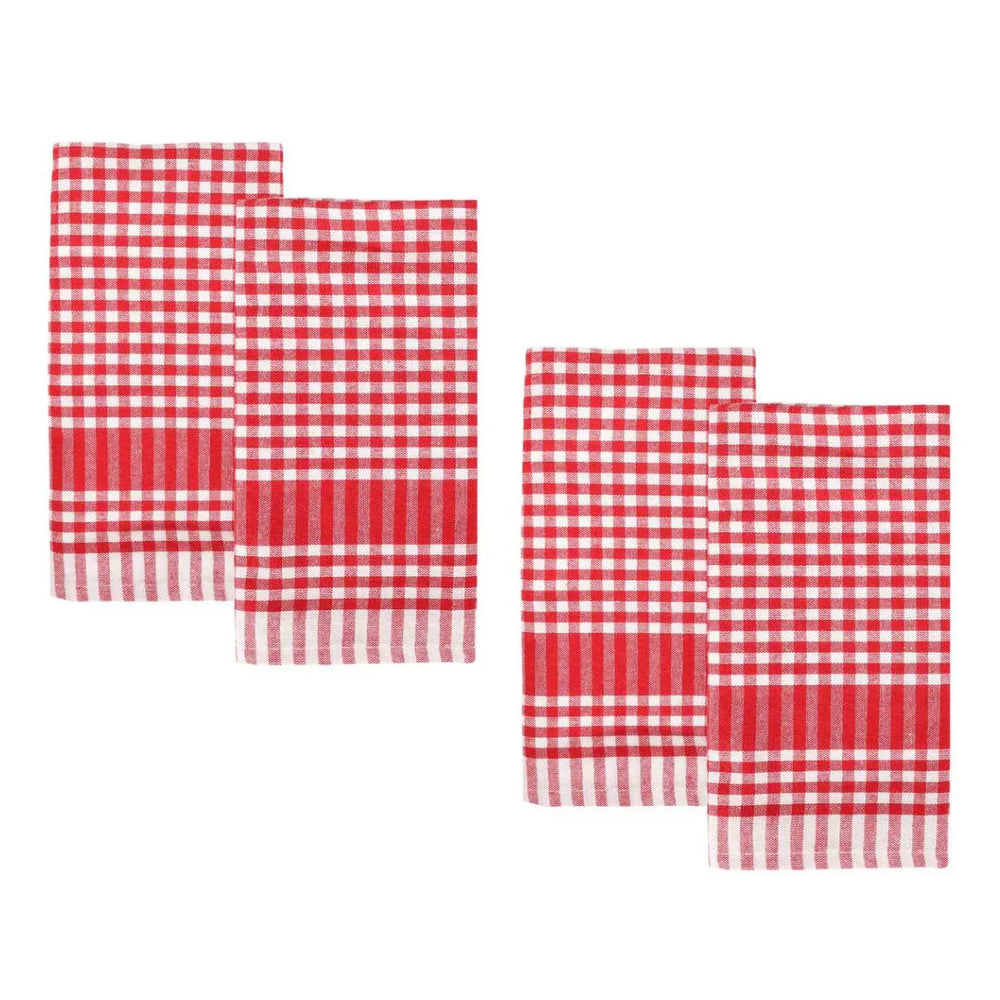 Gingham Fabric Napkins - Red - Set of 4