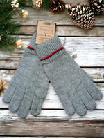 Cosy Men's Double Stripe Knit Gloves - Grey