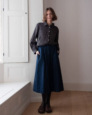 Ada Blouse - Grey Pinstripe