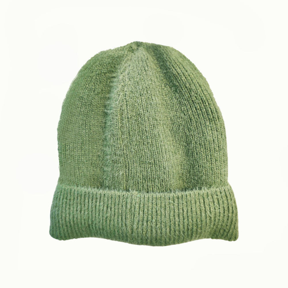 Green Fleece Lined Wool Blend Hat