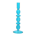 Glass Candle Holder Teal - 26.5 x 9cm