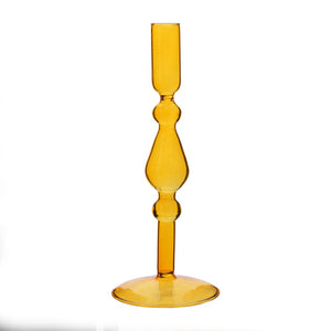 
                
                    Load image into Gallery viewer, Glass Candle Holder Ochre - 26 x 9cm
                
            