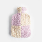 Lilac Cream Check Borg Hot Water Bottle