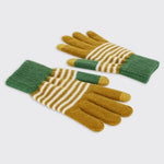 Men's Soft Knit Stripe Gloves - Ochre Green