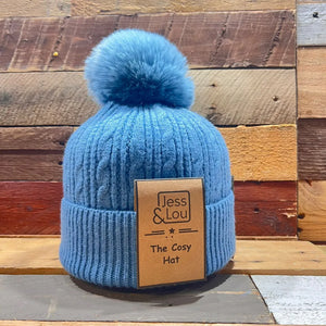 Cornflower Cable Unisex Bobble Hat