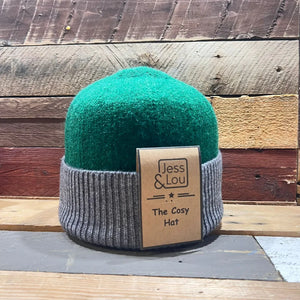 Green Grey Unisex Two Colour Beanie