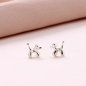 Puppy Love Balloon Dog Earrings - Silver