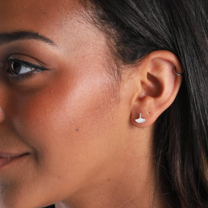 Terrarium Bottle Gingko Leaf Earrings - Silver