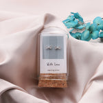 'With Love' Small Bow Crystal Earrings - Silver