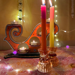Small Glass Candle Holder - Orange