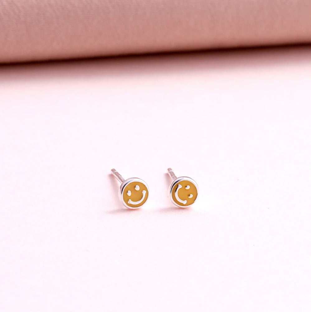 Smiling Face Earrings - Silver