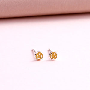 Smiling Face Earrings - Silver