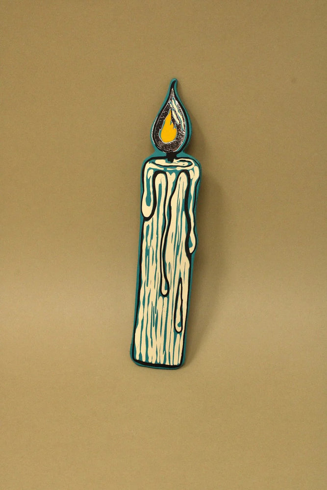 Embossed Leather 'Candle' Bookmark - Turquoise