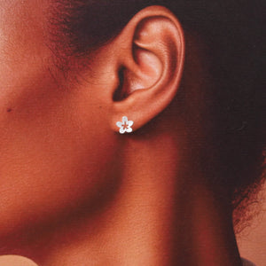Hollowed Centre Flower Earrings - Silver