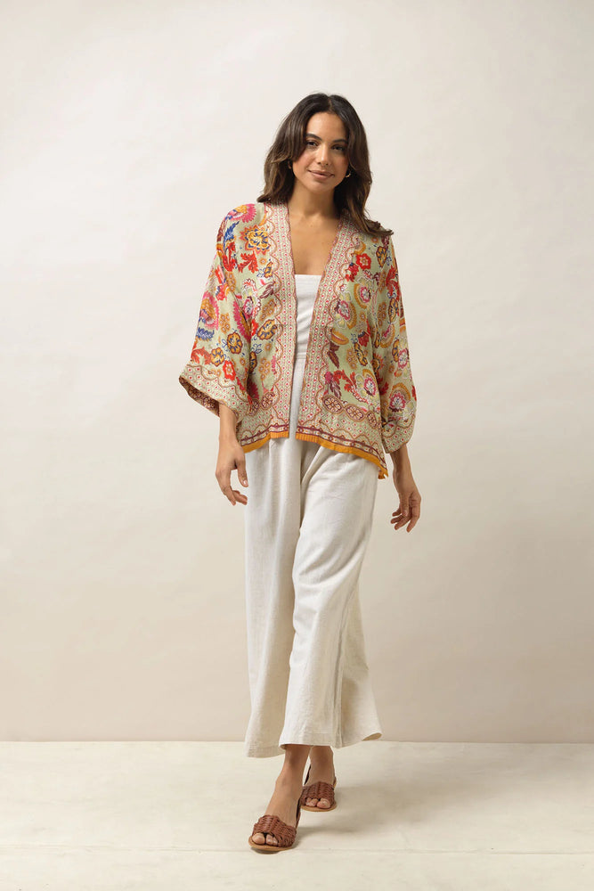Indian Flower Kimono in Taupe