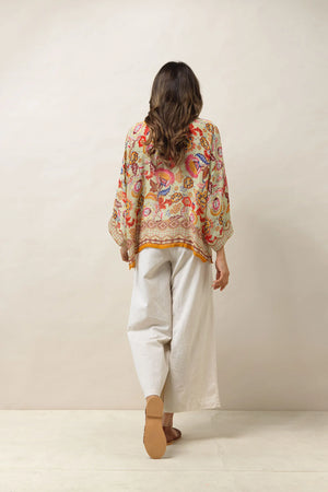 Indian Flower Kimono in Taupe