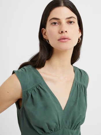 Sienna Crisp Cotton Dress - Tropical Green