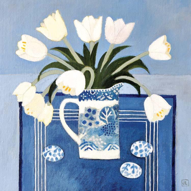 White Tulips Greetings Card