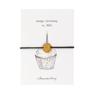 Jewellery Postcard Bracelet - Cupcake- Happy Birthday