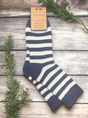 Men's Navy Stripe Super Cosy Socks