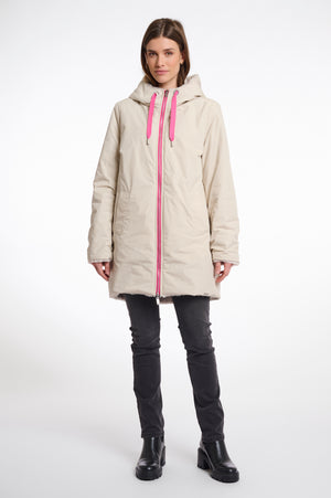 Javin Reversible Hooded Coat with Faux Fur Lining - Birch