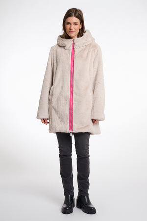 Javin Reversible Hooded Coat with Faux Fur Lining - Birch