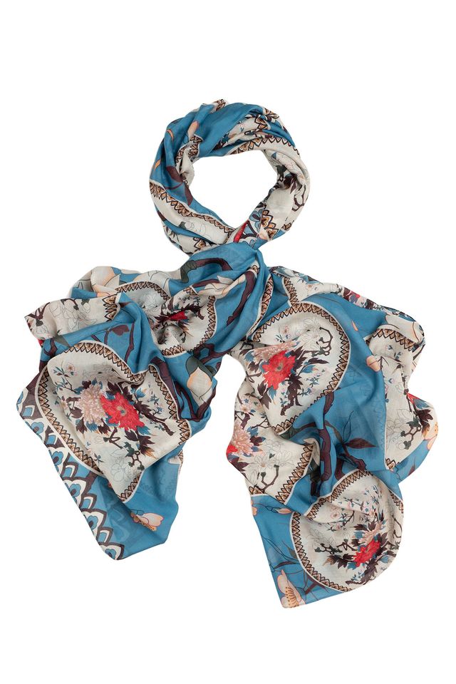 Magnolia Plates Scarf - Blue
