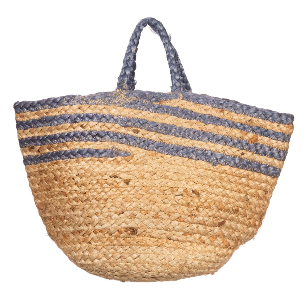 Jute Storage Basket - Blue Stripe