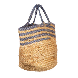 Jute Storage Basket - Blue Stripe