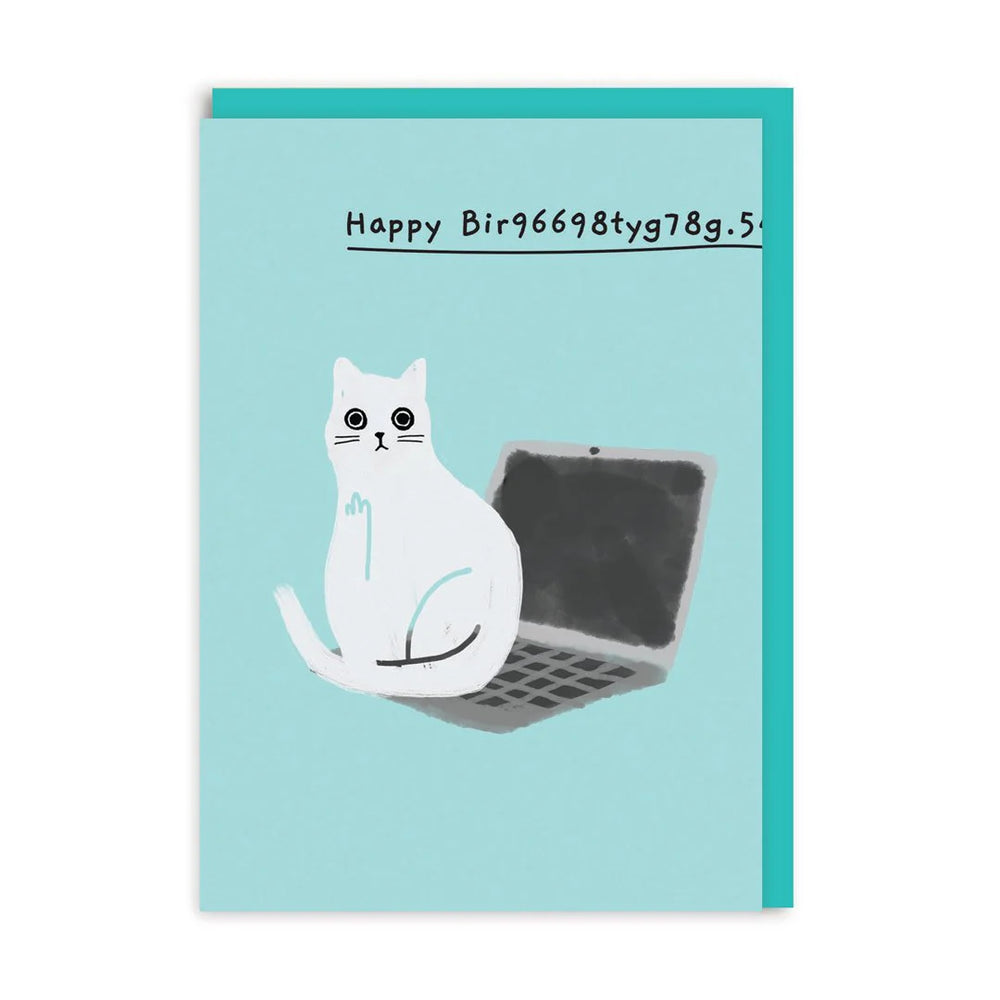 Happy Birthday Cat Laptop Card