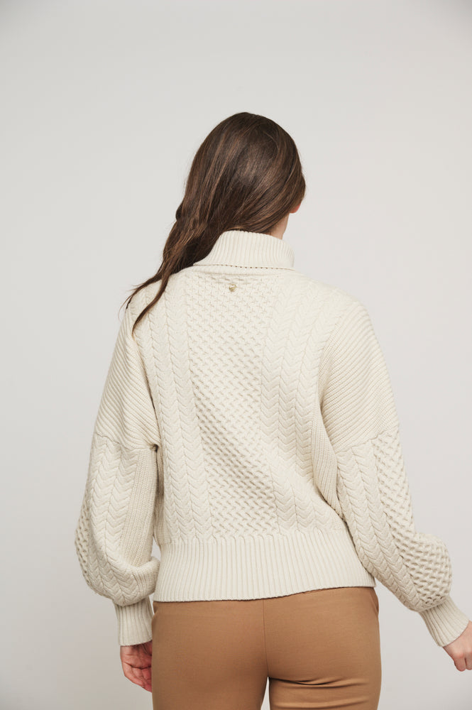 Kaira Relaxed Cable Knit Sweater - Birch