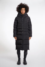 Keila Reversible Long Padded Hooded Coat - Black and Toffee