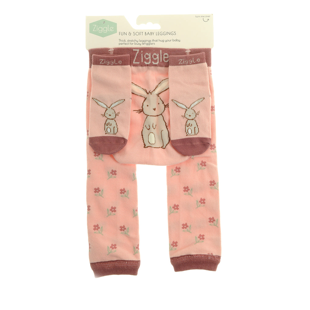 Baby Pink Leggings and Socks Set - Bunnies