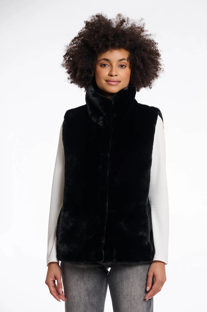 Lison Short Fur Waistcoat - Black