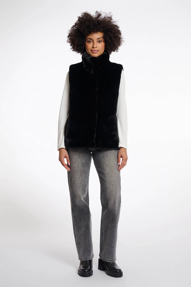 Lison Short Fur Waistcoat - Black