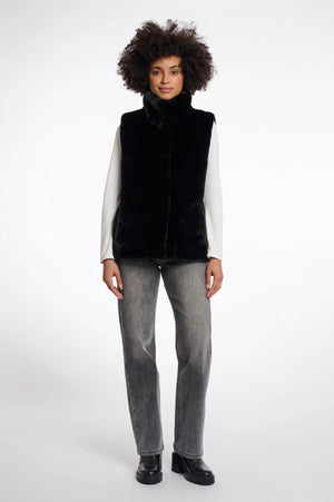 Lison Short Fur Waistcoat - Black