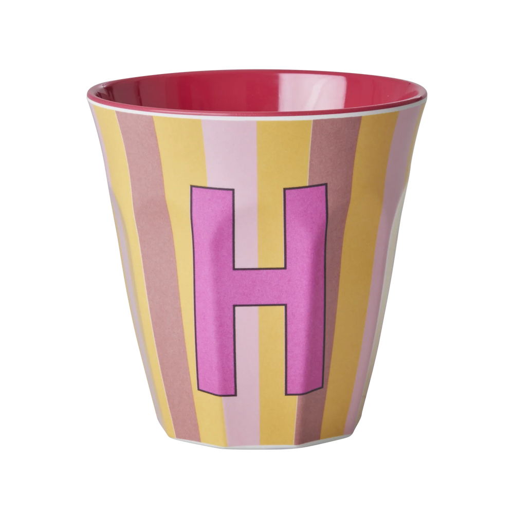Alphabet Stripes Melamine Cup - H