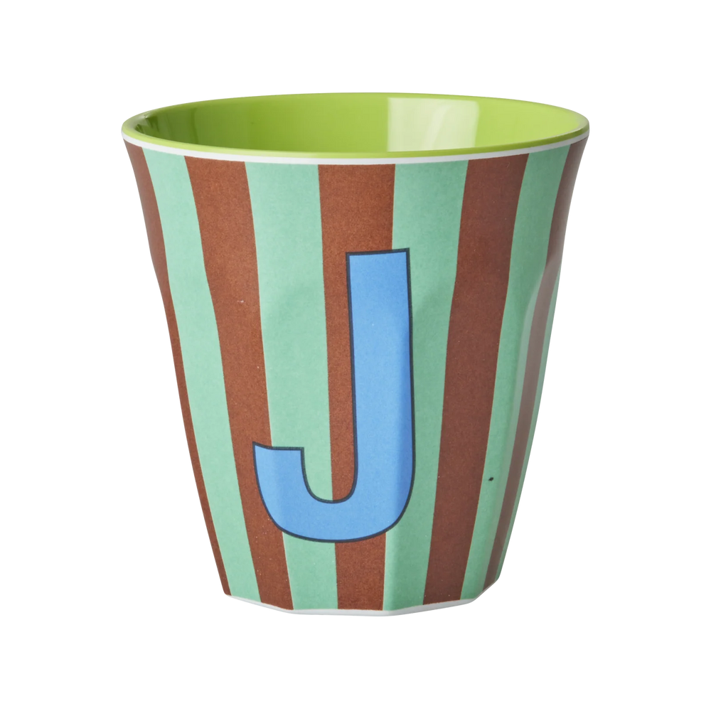 Alphabet Stripe Melamine Cup - J