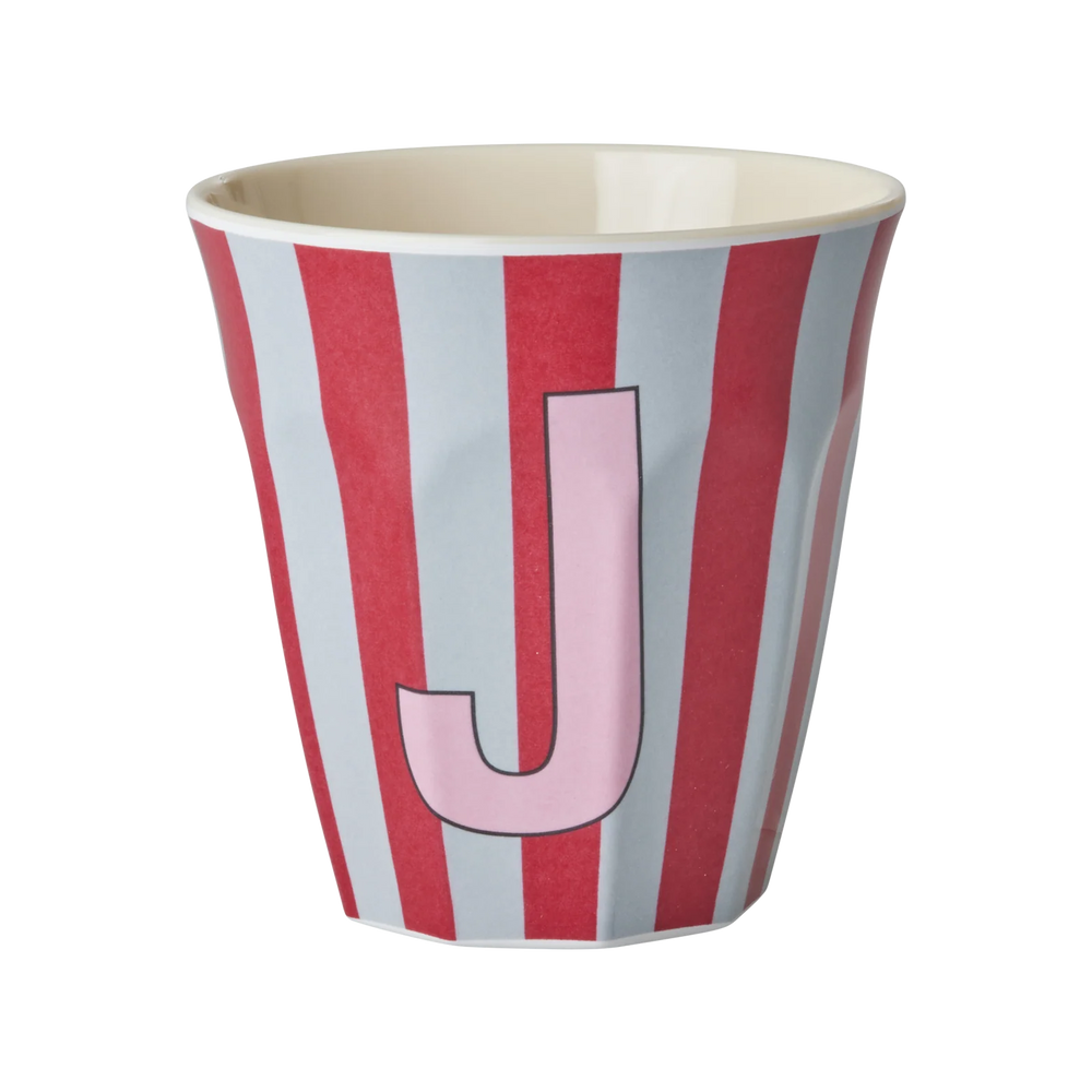 Alphabet Stripe Melamine Cup - J