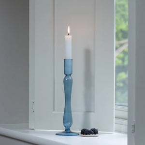 Rita Glass Candlestick - Blue