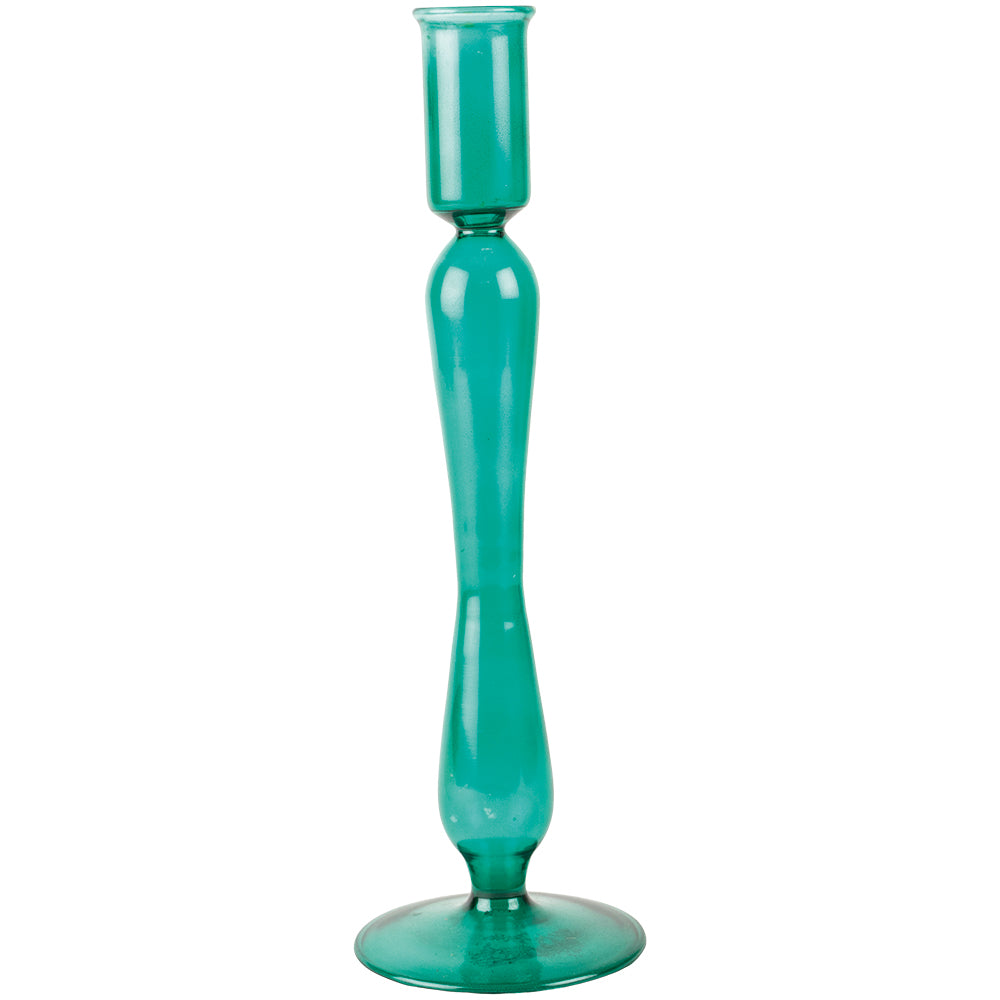 Rita Glass Candlestick - Green