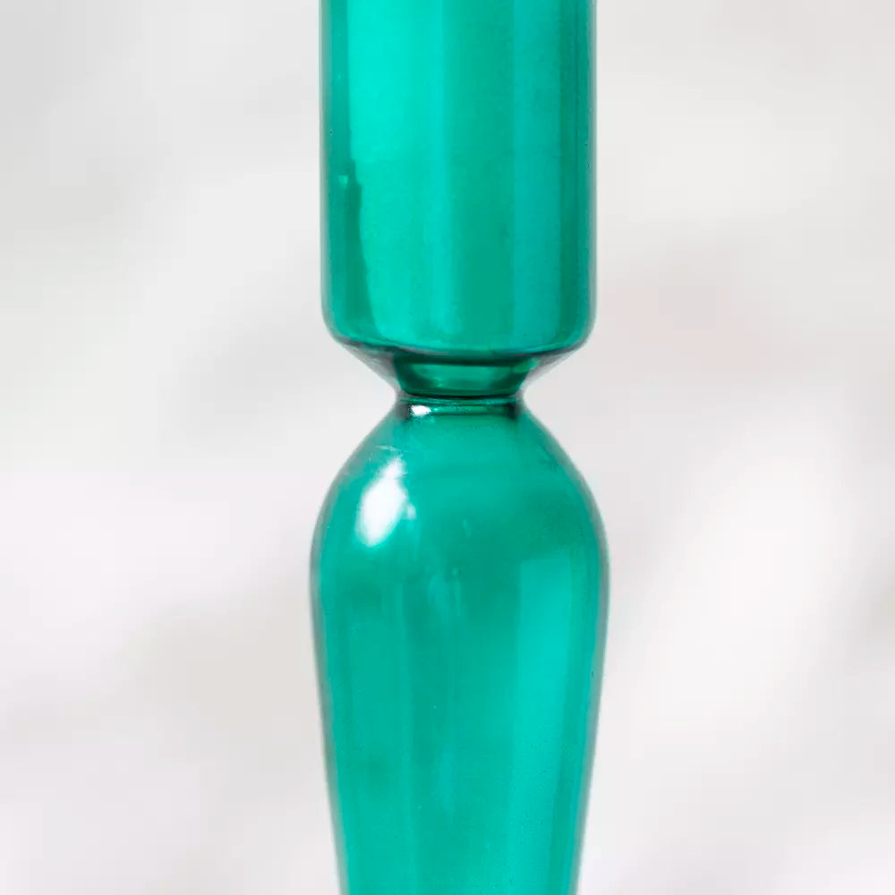 Rita Glass Candlestick - Green