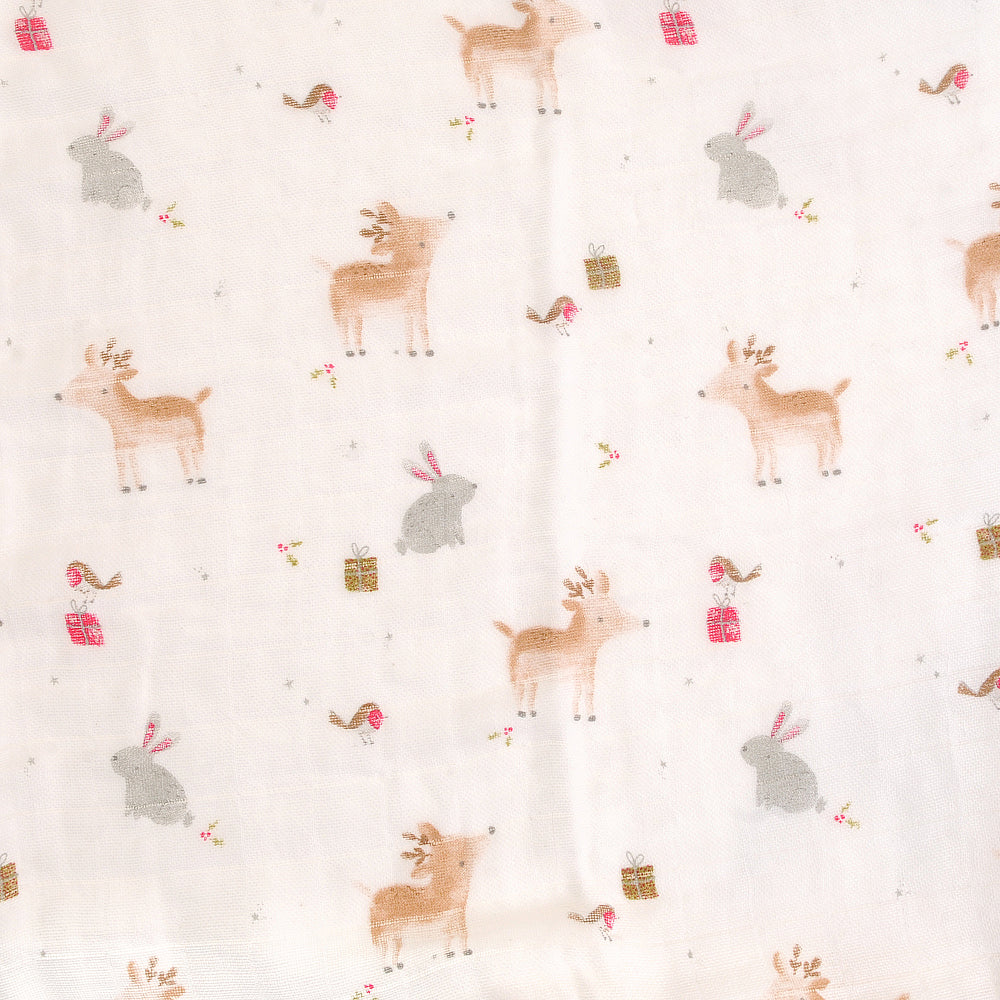 Reindeer and Rabbits Christmas Muslin