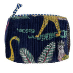 Madagascar Make-up Bag in Blue With an Insect Brooch - Large