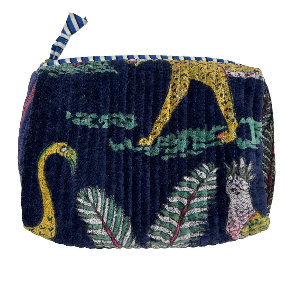 Madagascar Make-up Bag in Blue With an Insect Brooch - Medium