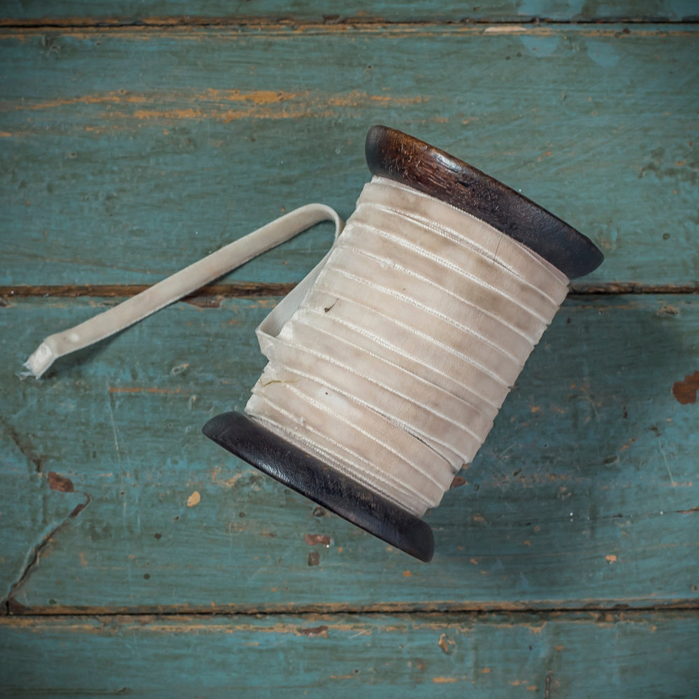 Velvet Ribbon On A Wooden Spool - Ivory