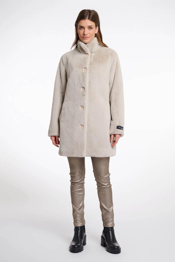 Nonna Single Breasted Faux Fur Coat - Oat